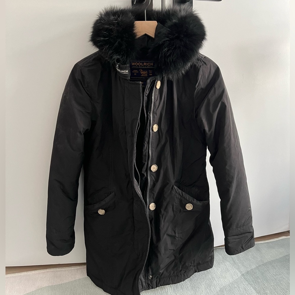 Woolrich Arctic Parka in Urban Touch with Detachable Fur, Black XS
